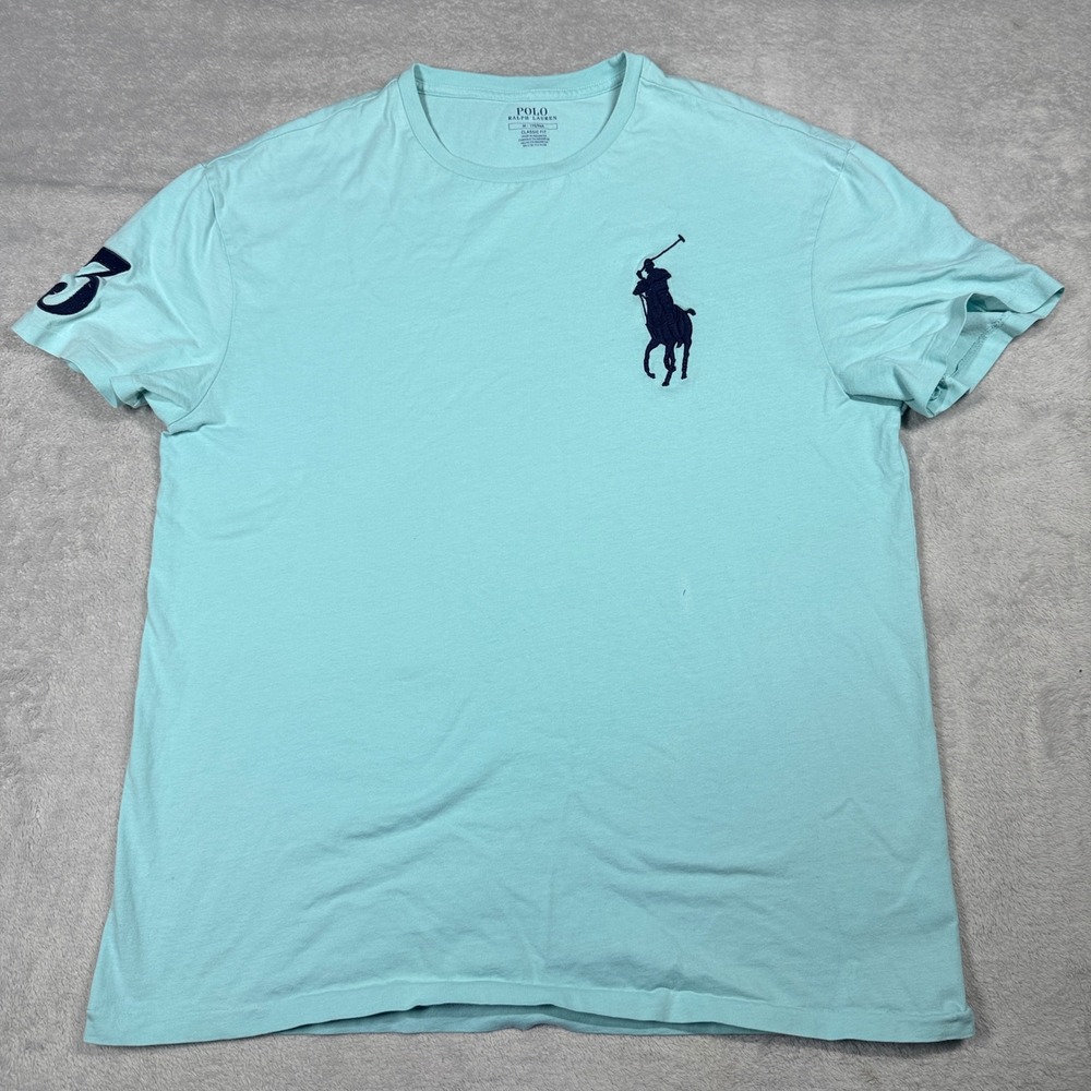 Polo Ralph Lauren T-Shirt Mens M Blue Big Pony Short Sleeve Classic Fit